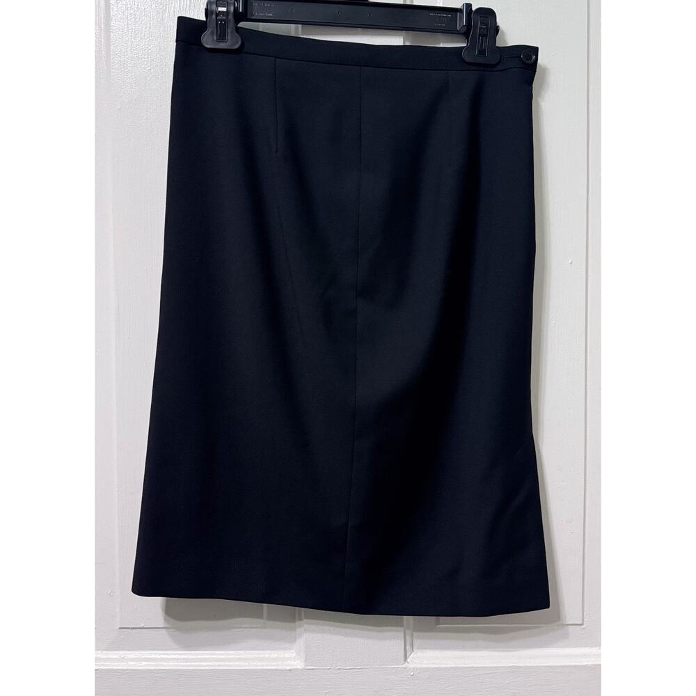 Dolce Gabbana 100% Virgin Wool Black Pencil Skirt Side Slit Size 42